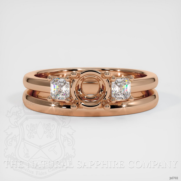 18K Rose Gold Three Stone Ring Setting