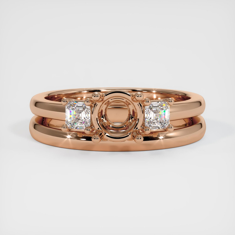 18K Rose Gold Three Stone Ring Setting