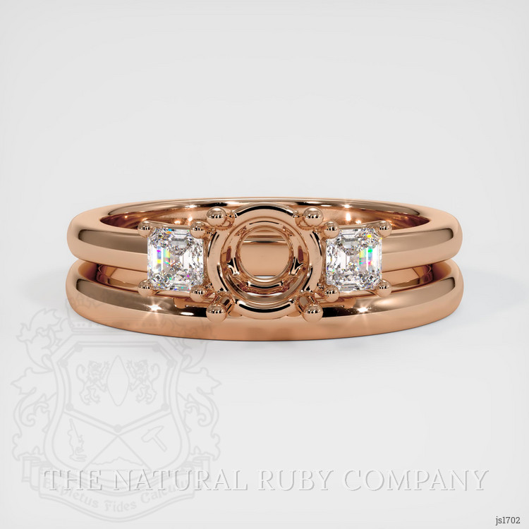 18K Rose Gold Three Stone Ring Setting