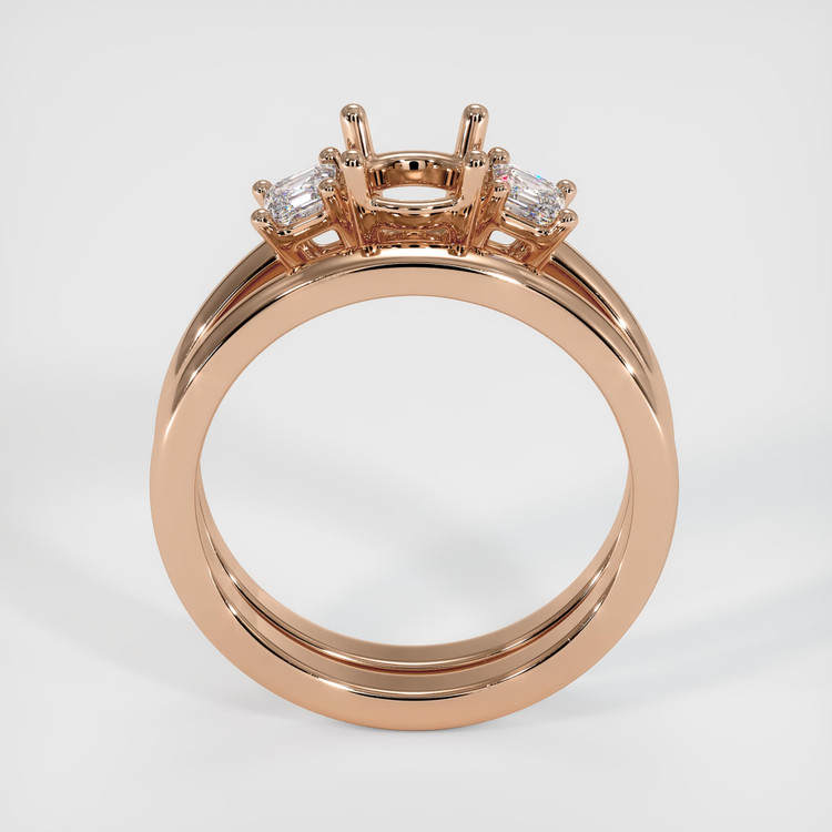 18K Rose Gold Three Stone Ring Setting