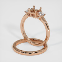 18K Rose Gold Three Stone Ring Setting Image
