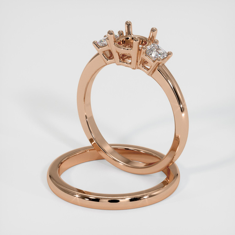 18K Rose Gold Three Stone Ring Setting