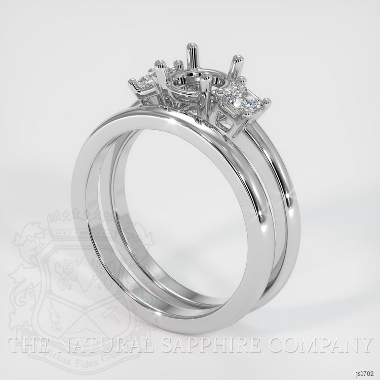 14K White Gold Three Stone Ring Setting