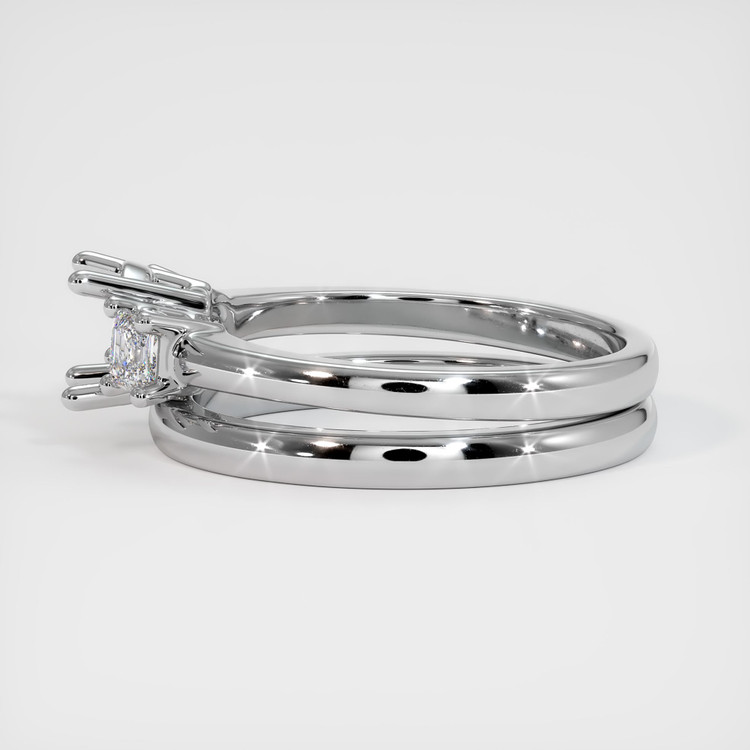 14K White Gold Three Stone Ring Setting