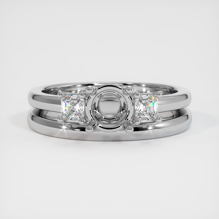 18K White Gold Three Stone Ring Setting