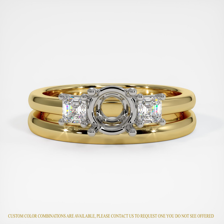14K White & Yellow Three Stone Ring Setting