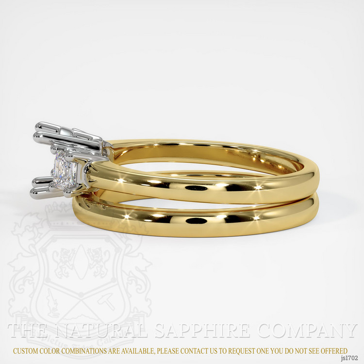 14K White & Yellow Three Stone Ring Setting