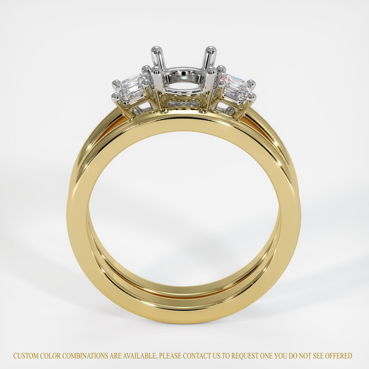 14K White & Yellow Three Stone Ring Setting