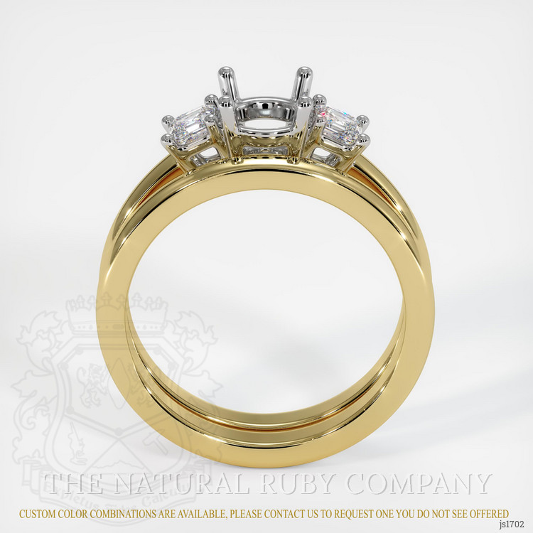 14K White & Yellow Three Stone Ring Setting