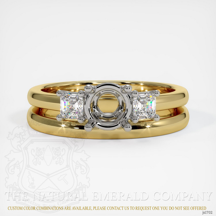 18K White & Yellow Three Stone Ring Setting
