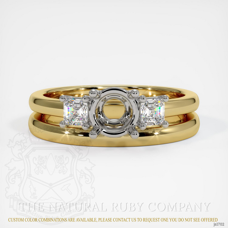 18K White & Yellow Three Stone Ring Setting
