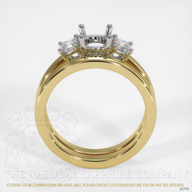 18K White & Yellow Three Stone Ring Setting