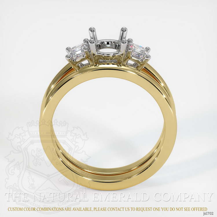 18K White & Yellow Three Stone Ring Setting