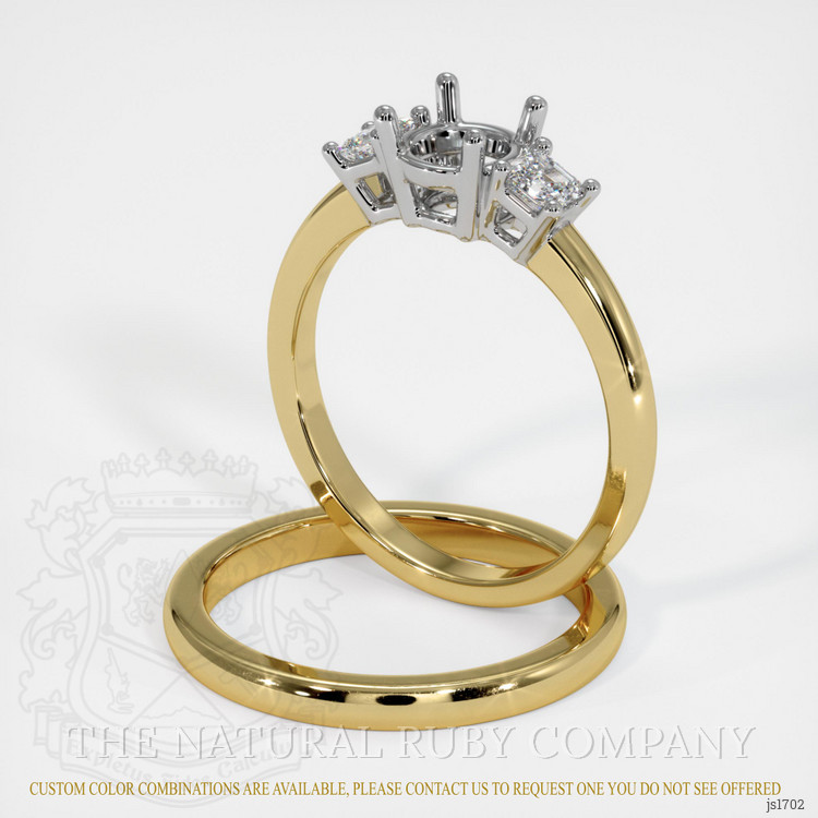 18K White & Yellow Three Stone Ring Setting