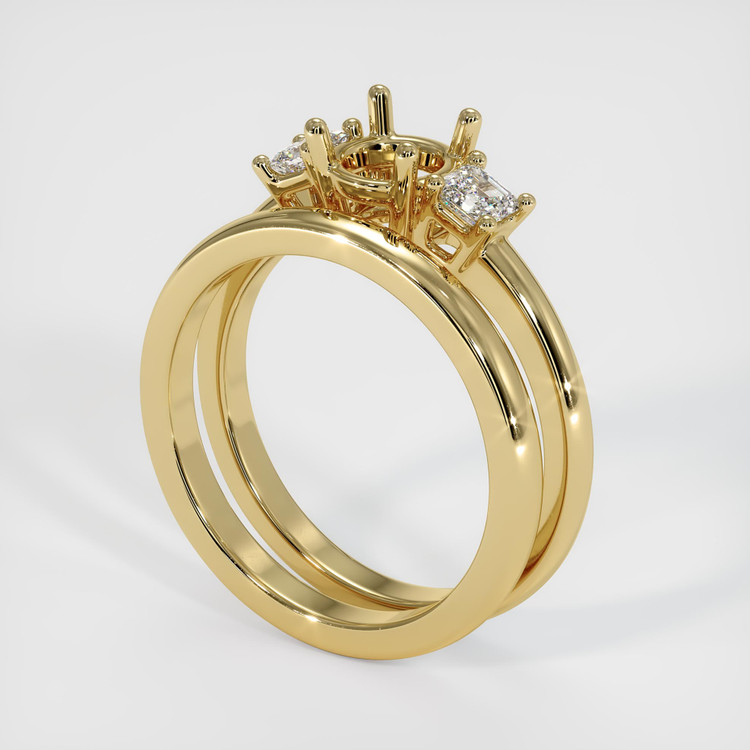 14K Yellow Gold Three Stone Ring Setting