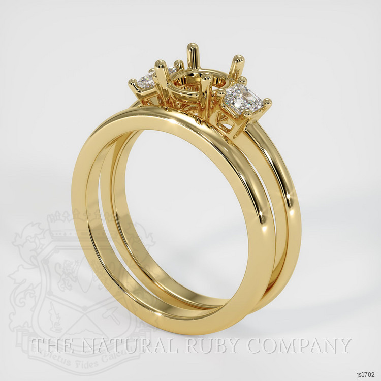 14K Yellow Gold Three Stone Ring Setting