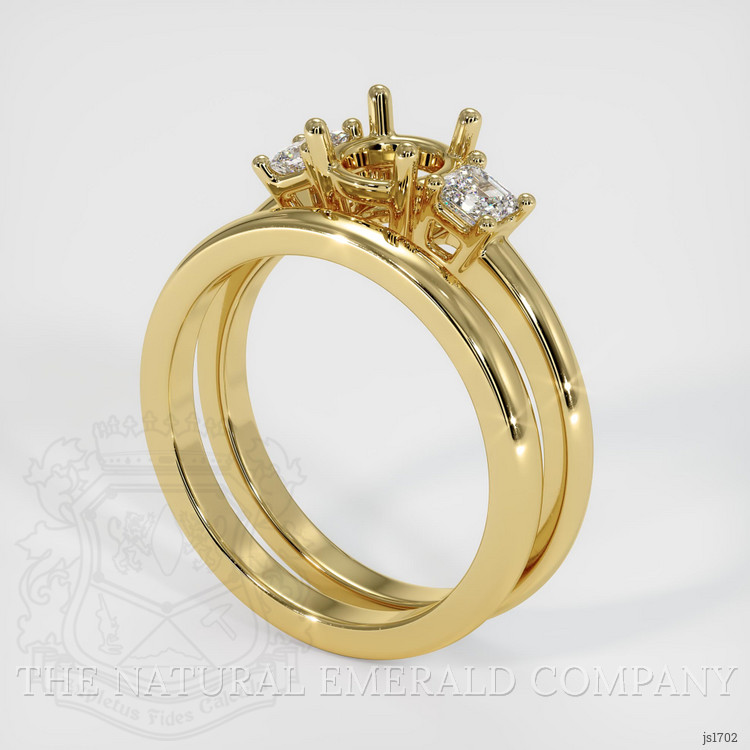 18K Yellow Gold Three Stone Ring Setting