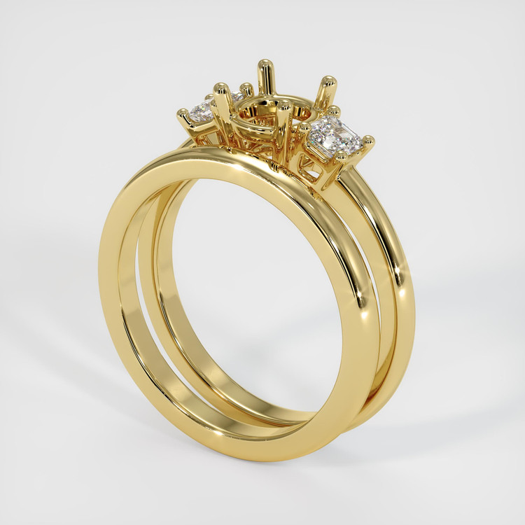 18K Yellow Gold Three Stone Ring Setting