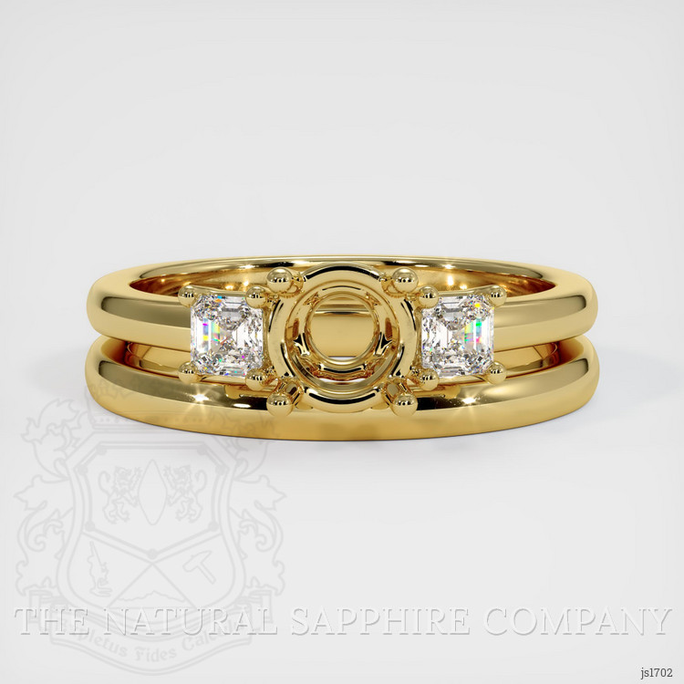 18K Yellow Gold Three Stone Ring Setting