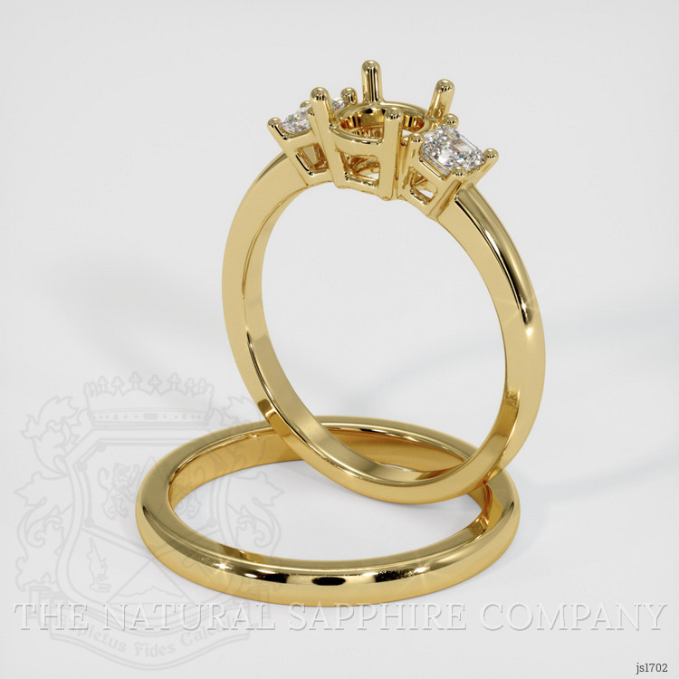 18K Yellow Gold Three Stone Ring Setting