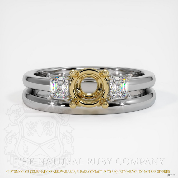 14K Yellow & White Three Stone Ring Setting