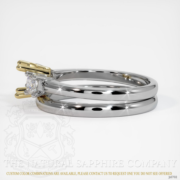 14K Yellow & White Three Stone Ring Setting