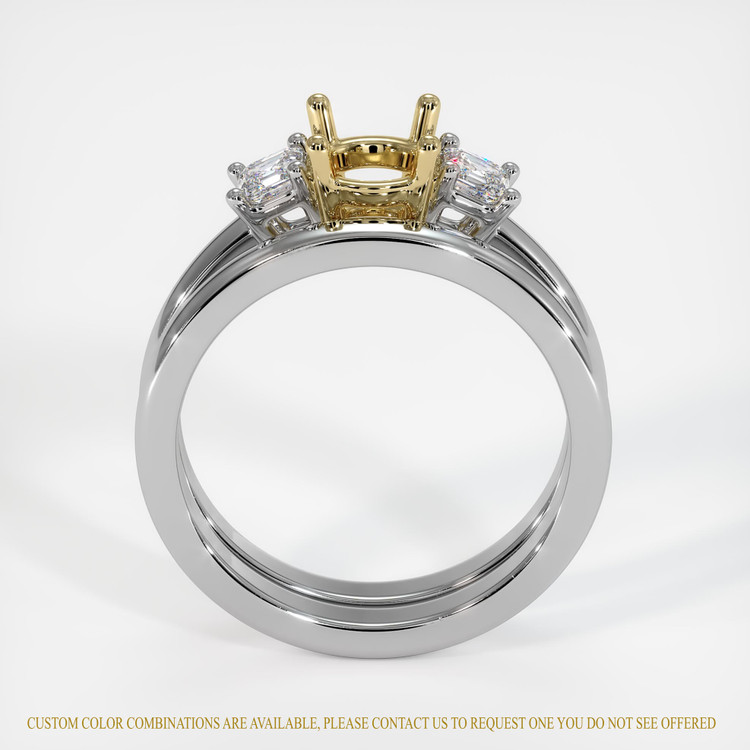 14K Yellow & White Three Stone Ring Setting