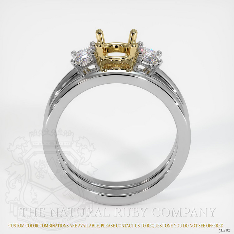 14K Yellow & White Three Stone Ring Setting