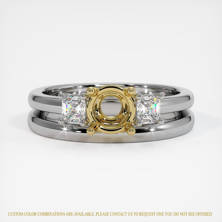 18K Yellow & White Three Stone Ring Setting