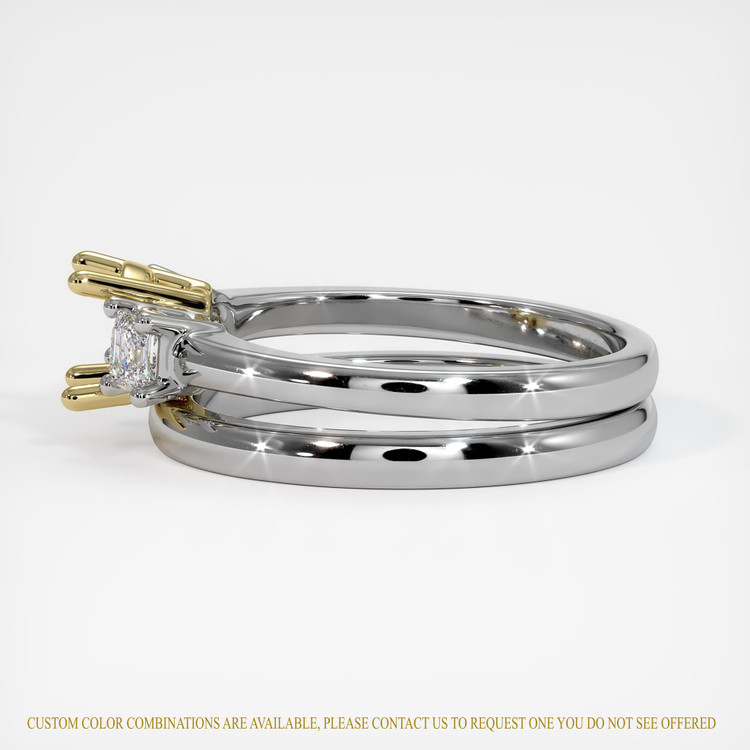 18K Yellow & White Three Stone Ring Setting