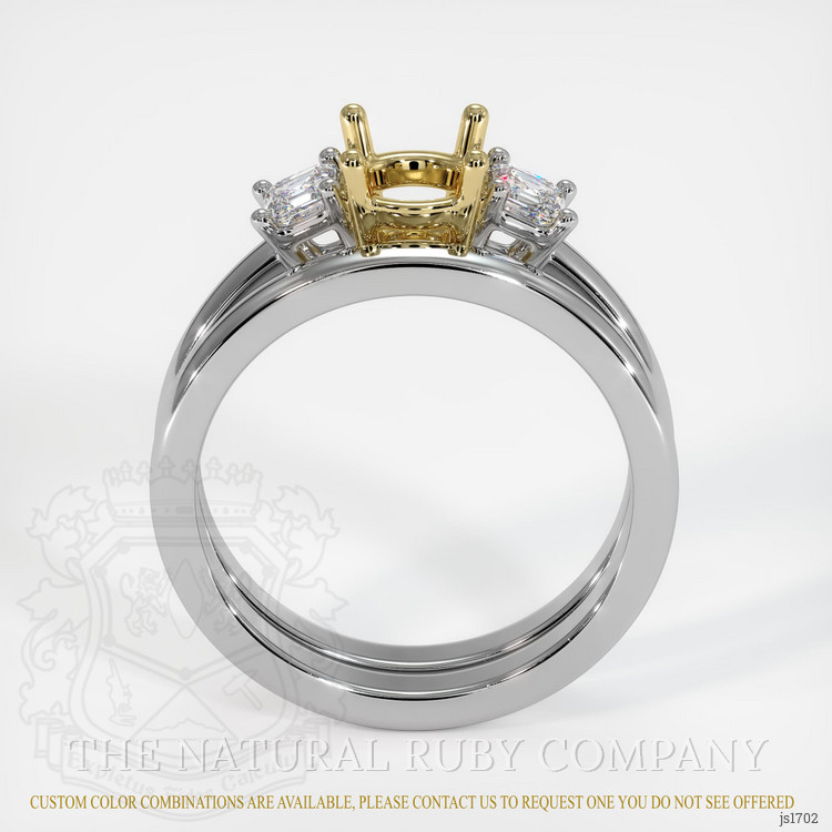 18K Yellow & White Three Stone Ring Setting