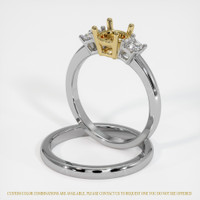 18K Yellow & White Three Stone Ring Setting Image