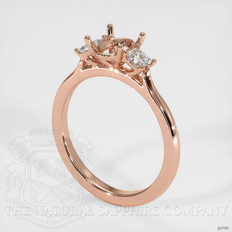14K Rose Gold Three Stone Ring Setting