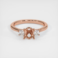 14K Rose Gold Three Stone Ring Setting Image