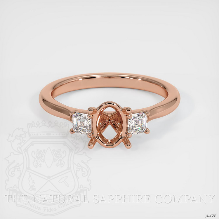 14K Rose Gold Three Stone Ring Setting