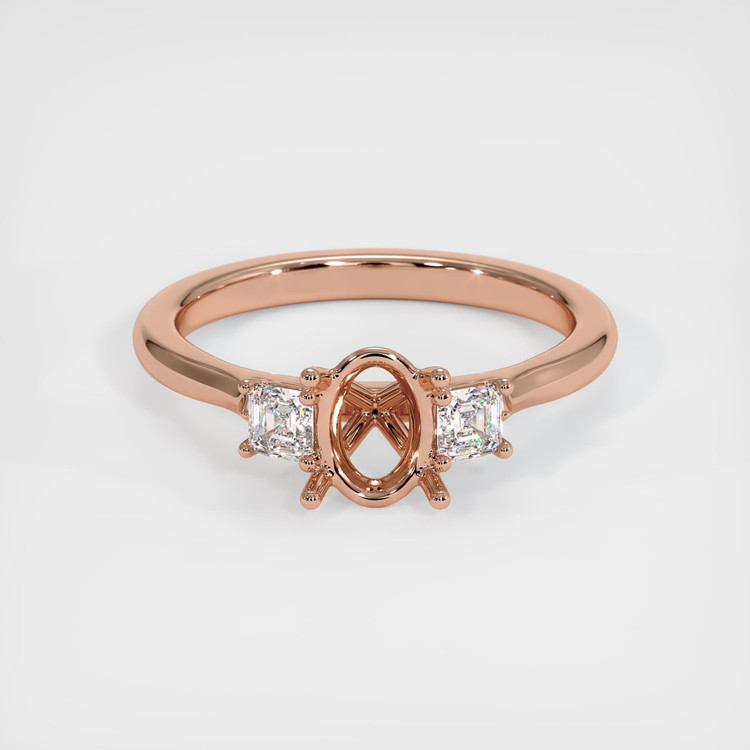 14K Rose Gold Three Stone Ring Setting