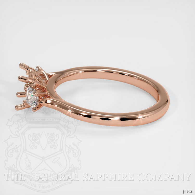 14K Rose Gold Three Stone Ring Setting