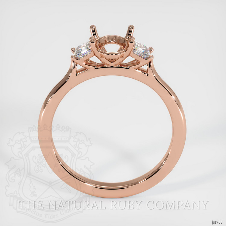 14K Rose Gold Three Stone Ring Setting