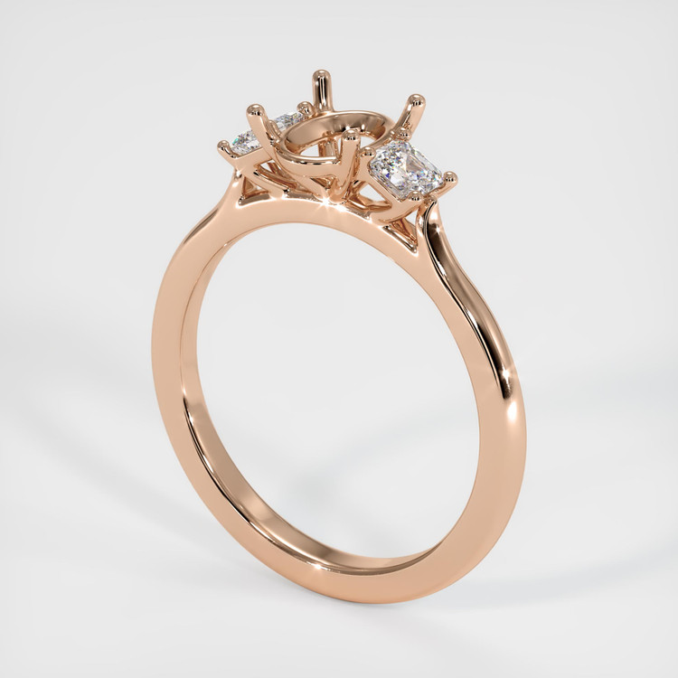 18K Rose Gold Three Stone Ring Setting
