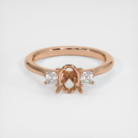 18K Rose Gold Three Stone Ring Setting Image