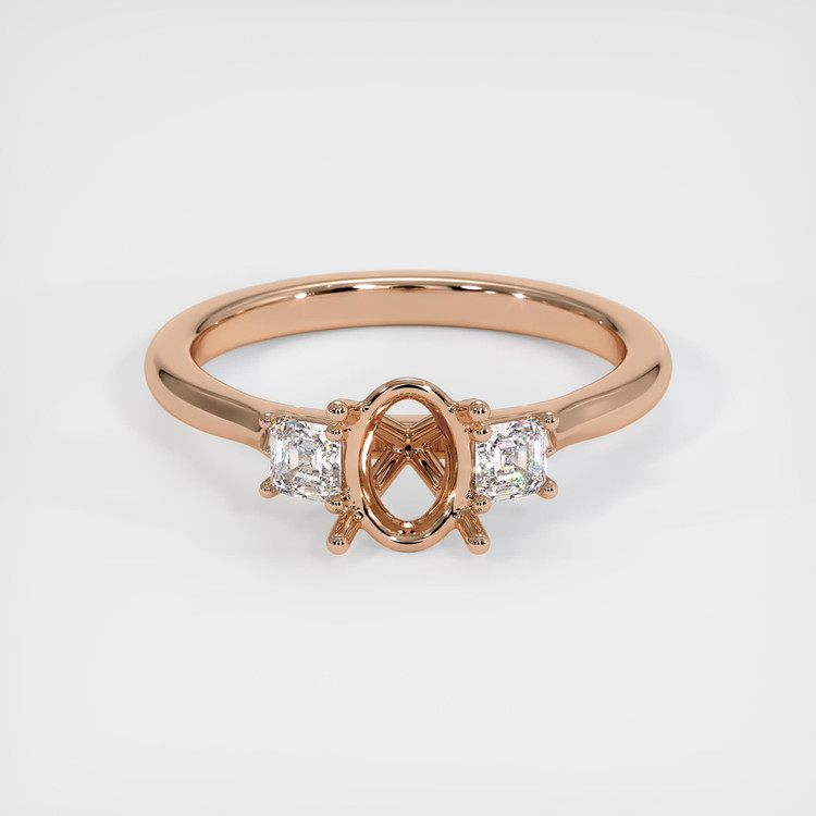 18K Rose Gold Three Stone Ring Setting