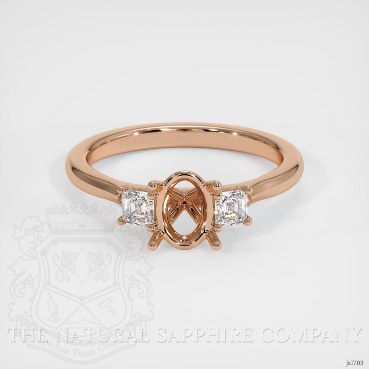 18K Rose Gold Three Stone Ring Setting