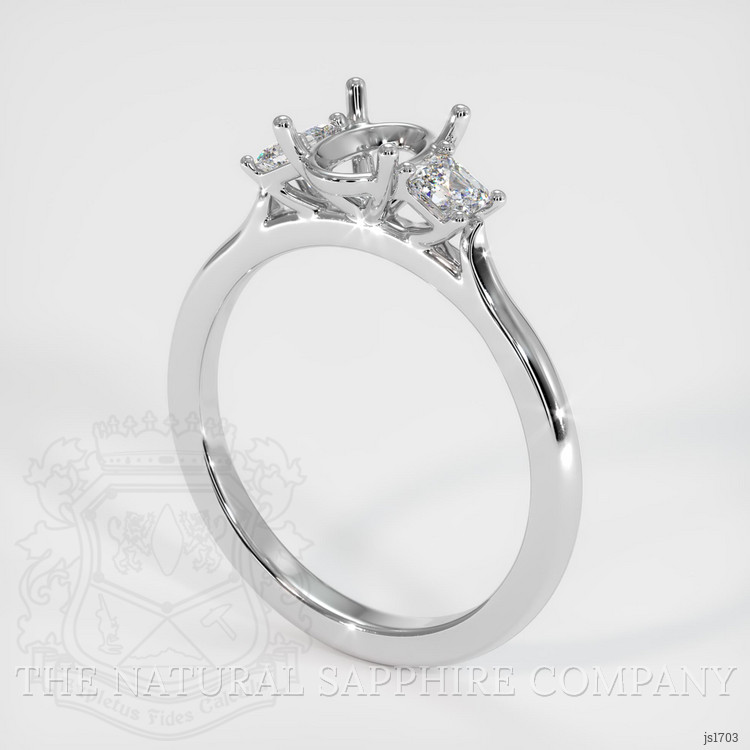 14K White Gold Three Stone Ring Setting