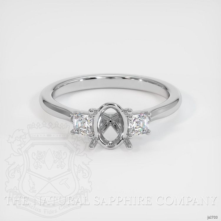 14K White Gold Three Stone Ring Setting