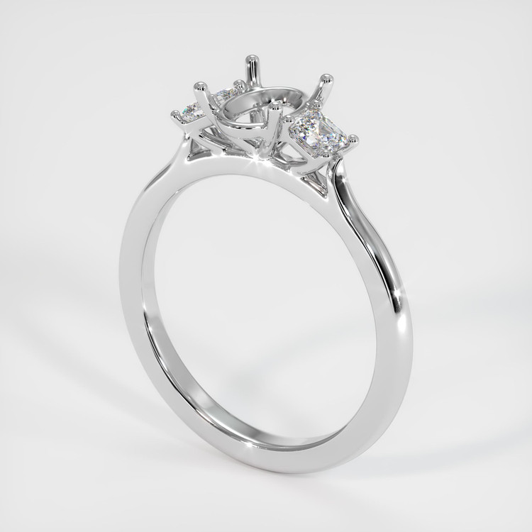 18K White Gold Three Stone Ring Setting