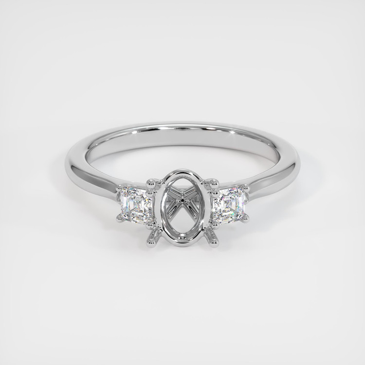 18K White Gold Three Stone Ring Setting
