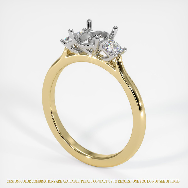 14K White & Yellow Three Stone Ring Setting