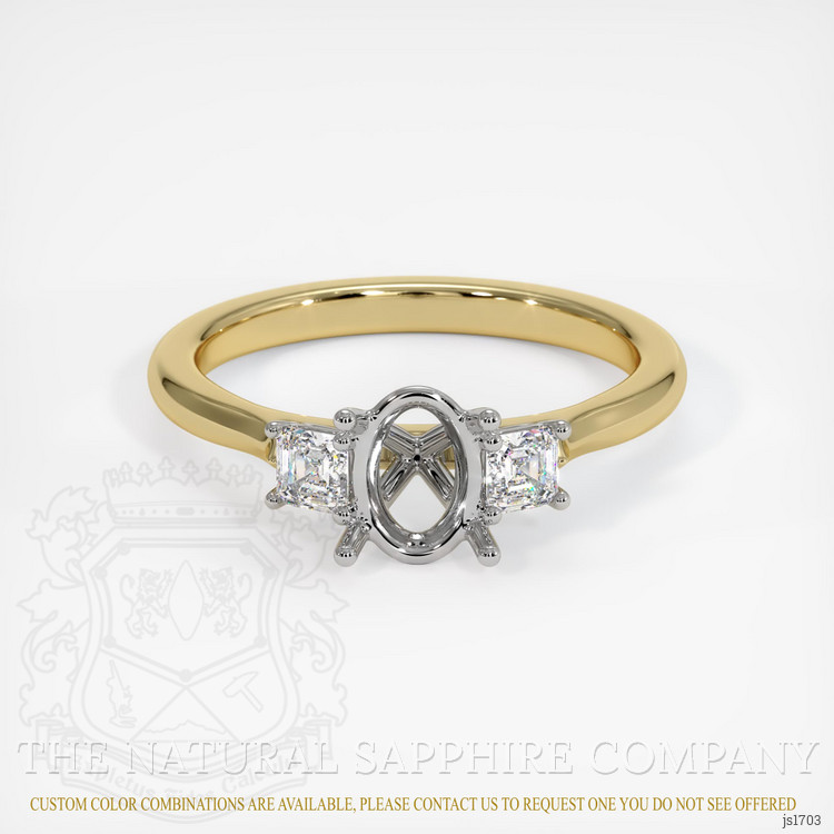 14K White & Yellow Three Stone Ring Setting
