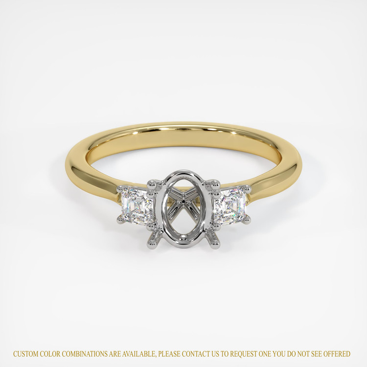 14K White & Yellow Three Stone Ring Setting