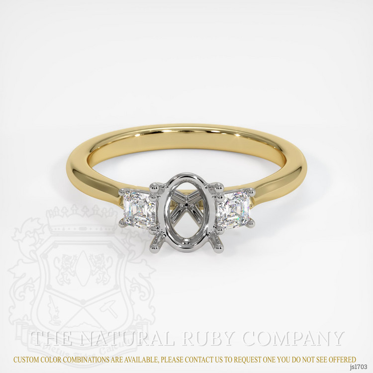 14K White & Yellow Three Stone Ring Setting
